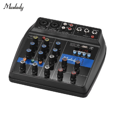 

Muslady -1 Portable 4-Channel BT Mixing Console Digital Audio Mixer Built-in Reverb Effects 48V Phantom Power 2-band EQ DC 5-12V