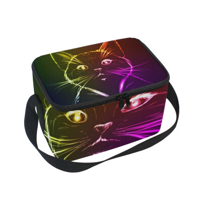 

ALAZA Lunch Box 3D Colorful Cat Insulated Lunch Bag Large Cooler Tote Bagfor Men Women