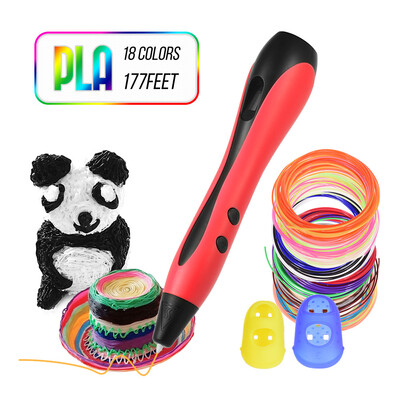 

3D Pen with PLA Filament Refills LCD Screen Professional 3D Drawing Printing Pen Extruding Speed Temperature Control Perfect Gift