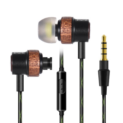 

Premium In-Ear Earbuds Wired Earphones Headphones with Microphone Genuine Natural Wood Noise Cancelling 35mm for iPhone iPad for