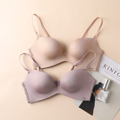 

Ou Difen 2019 new womens underwear sexy smooth no trace bra water bag no steel ring small chest gathered bra XB9801 cold purple gray B75