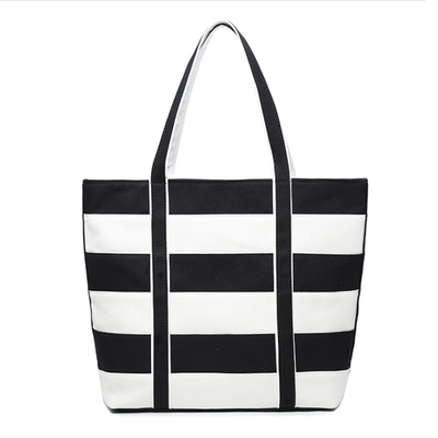 

Canvas Striped Shoulder Bag for Women Casual ladies handbags Large Women Tote Bag for School Shopping Travel