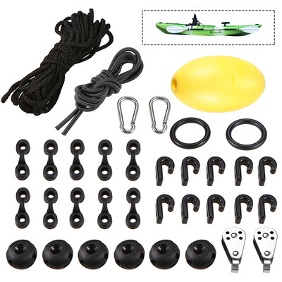 

Kayak Canoe Anchor Trolley Kit System with Pulleys Pad Eyes Rope Float