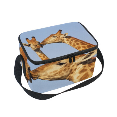 

ALAZA Lunch Box Insulated Lunch Bag Large Cooler Giraffe Kiss Tote Bag