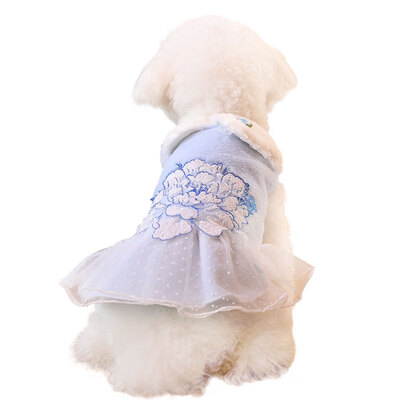 

Huayuan pets hoopet dog clothes small dog Teddy autumn&winter wear ladies doll collar lace skirt pet clothes blue S
