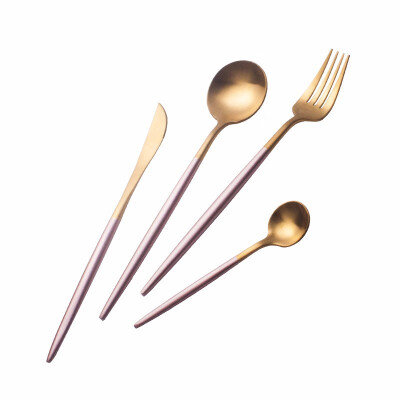 

STRUST 2018 New Arrival 304 Stainless Steel Vintage Cutlery Set Pink&Golden Tableware Knife Fork spoon