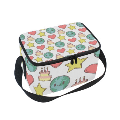 

ALAZA Insulated Lunch Box Cake Stars Lunch Bag for Men Women Portable Tote Bag Cooler Bag