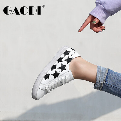 

Gao Di gaodi flat leather round head strap Korean casual wild stars small white shoes female white black 37