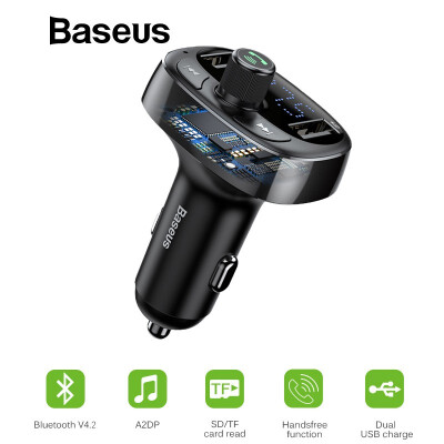 

Baseus 34A Dual USB Car Charger FM Transmitter Aux Modulator Bluetooth Handsfree Car MP3 Audio Multifunction fast Car Charger