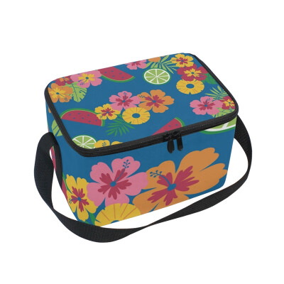 

ALAZA Insulated Lunch Box Colorful Tropical Summer Lunch Bag for Men Women Portable Tote Bag Cooler Bag