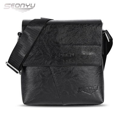 

SEONYU Business Vertical Style PU Leather Half Flap Shoulder Crossbody Bag for Men