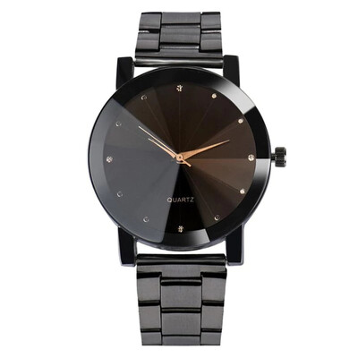 

REEBONZ Gun Black Rhinestone Metallic Strap Analog Watch