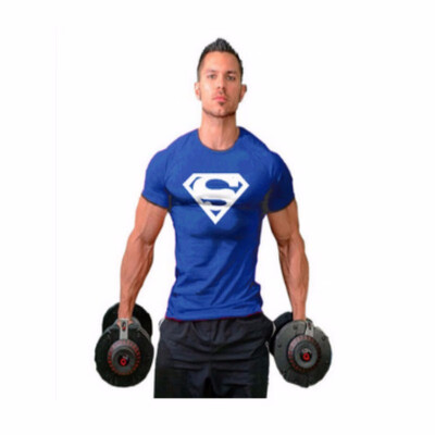 

Mens Fitness T-shirt Superman Cotton Sports Short Sleeves