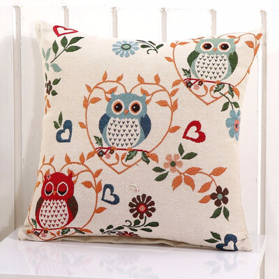

bveteeOwl Cotton Cushion Covers Sofa Cushion Cases Cotton Linen Cushion Decorative Pillows Pillow Cover CoussinNo Inner
