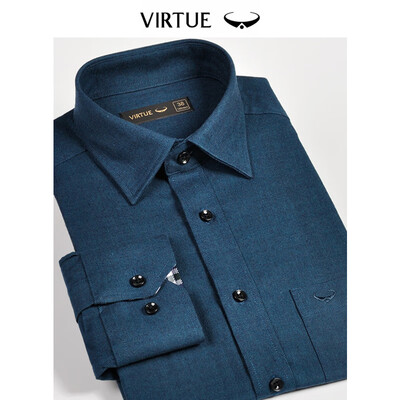 

Virtue rich simple texture anti-wrinkle mens shirt 2019 spring new comfortable breathable mens business long-sleeved shirt FMC53031019 lake blue 40