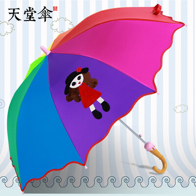 

Paradise umbrella children umbrella black plastic sunshade umbrella long handle sunny umbrella colorful childhood 3 curly girl