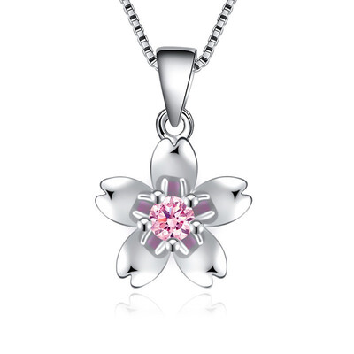 

Pink Flower Pendant Necklaces For Women Cubic Zirconia Fashion Jewelry Accessories Bride Party Jewelry Gifts WE45