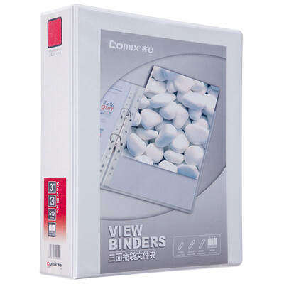 

Coix A4 folder easy to display American three-sided pocket information booklet 3 inch 4 hole office supplies white A0236