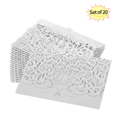 

20pcsset Wedding Invitation Card Cover Pearl Paper Laser Cut Birds Pattern Invitation Cards Wedding Anniversary Supplies--Gold