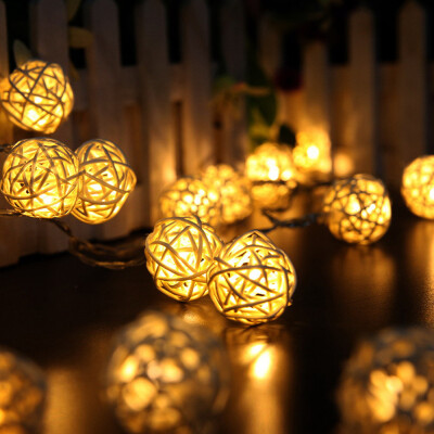

22 Meters Rattan Ball LED String Lights Party Holiday Decorative Light with Battery Box