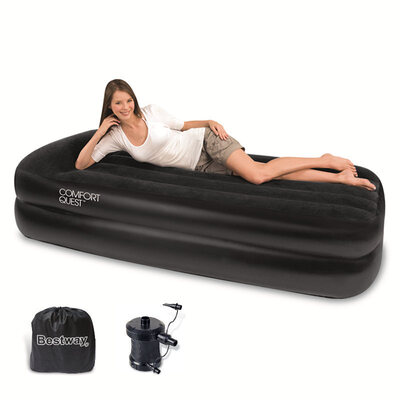

Bestway environmentally friendly household air bed built-in pillow air bed double thick single inflatable mattress siesta bed lunch bed including electric air pump folding bed 67381