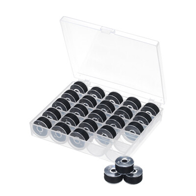 

25-Grid Bobbins with Sewing Thread Set Hand Stitching Machine Sewing Thread with Storage Case for Brother Singer Janome--Black