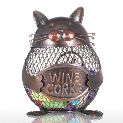 

Kitten Wine Cork Container Tooarts Animal Ornament Creative Ornament Iron Art Practical Crafts Home Decoration Gift