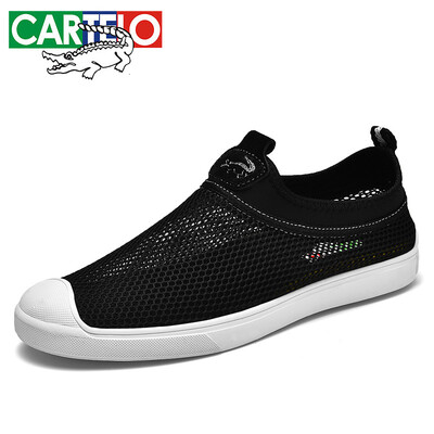 

Cartier crocodile CARTELO fashion Korean version of the breathable mesh set foot low to help wear non-slip casual mens shoes 6301 black 38