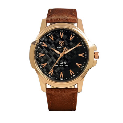 

YAZOLE 346 Wrist Watch Top Brand Men PU Leather Luminous Waterproof Quartz Watch