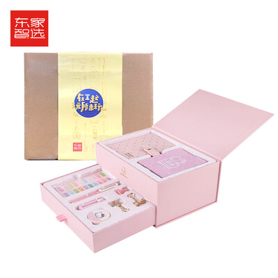 

East home smart choice kinbor × Hello Kitty hand book 14 pieces of stationery gift set leather square girl heart account book pen &paper tape pink DTB6507
