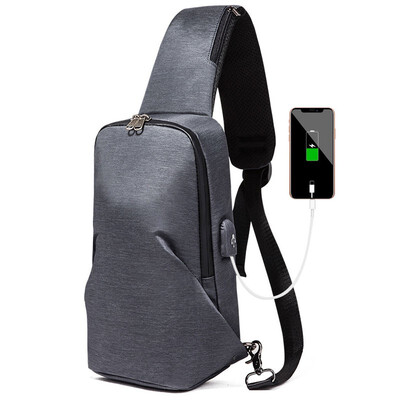 

Mens Chest Bag Cool Crossbody Bag with USB Charging port Oxford Bag Outdoor Travel Sports Shoulder Bag