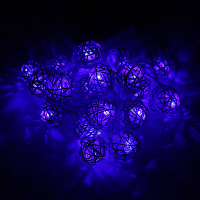 

22 Meters Rattan Ball LED String Lights Party Holiday Decorative Light with Battery Box
