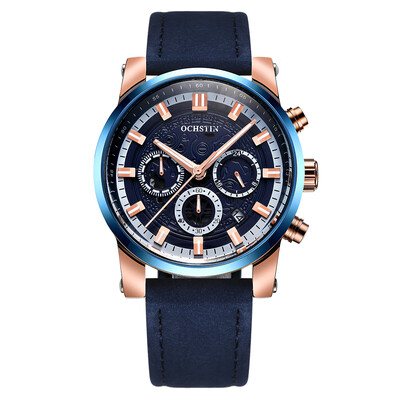 

OCHSTIN Business Men Watch Leather Strap Quartz Sport Wristwatch Calendar Fashion Casual Male Luminous Watches