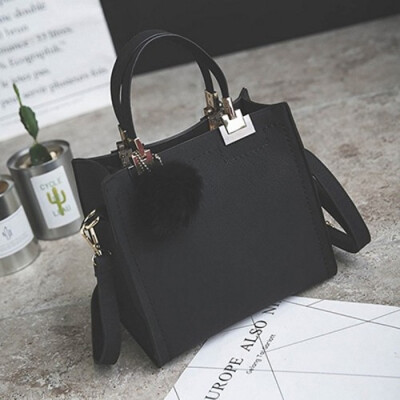 

Hot Handbag Women Casual Tote Bag Female Large Shoulder Messenger Bags High Quality PU Leather Handbag With Fur Ball Sac a main