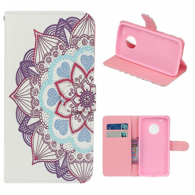 

MOONCASE MOTO X 2017 painted pattern leather case - half flower