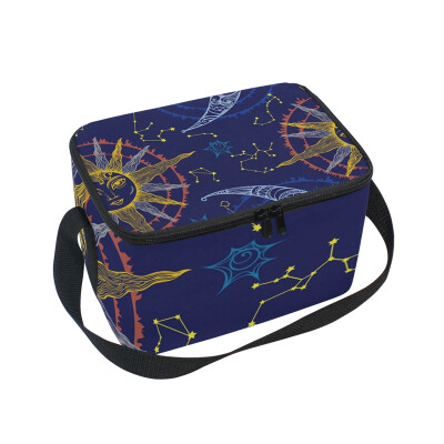 

ALAZA Insulated Lunch Box Sun And Moon Lunch Bag for Men Women Portable Tote Bag Cooler Bag