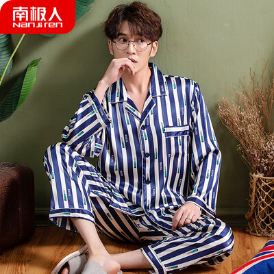 

Antarctic pajamas mens long sleeves spring&autumn simulation silk can be worn outside Korean casual young students mens home service suits NAS5X20051JD-2