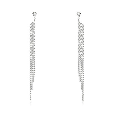 

Fashion Alloy Embedded Crystal Tassel Drop Earrings Ear Studs Pendant Earrings for Women Jewelry