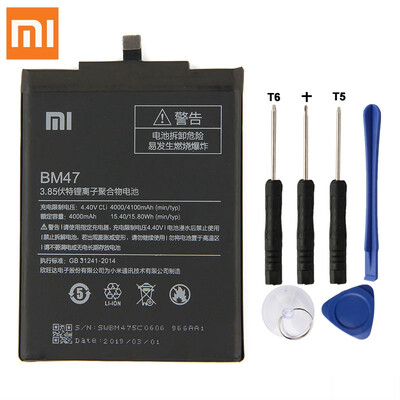 

Original XIAOMI BM47 Replacement Battery For Xiaomi Redmi 3 3S 3X 4X Redmi3 Pro Redrice Authentic Phone Batteries 4100mAh