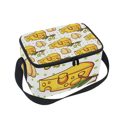 

ALAZA Cheese Egg And Olive Lunch Box Insulated Lunch Bag Large Cooler Tote Bagfor Men Women