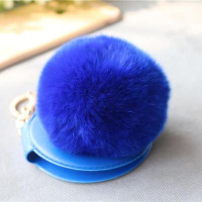 

8cm Soft Pom-pom Keychain Folding For Mini Makeup Mirror Creative Keychain Fashion Trend Accessories For Girl