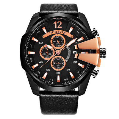 

OCHSTIN Men Watch Leather Strap Quartz Sport Wristwatch Calendar Fashion Casual 3ATM Waterproof Male Watches