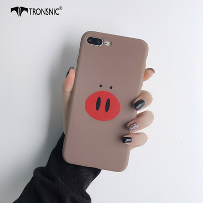 

TRONSNIC Pig Nose Phone Case for iPhone 7 8 Plus Matte Coffee Brown Gray Case Cute Cartoon Cover Hot