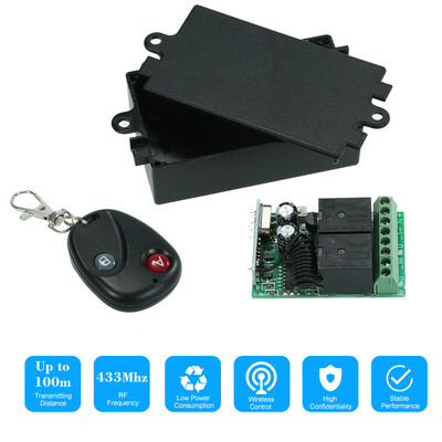 

433Mhz DC 12V 2CH Universal 10A Relay Wireless Remote Control Switch Receiver Module&5PCS 2 Key RF 433 Mhz Transmitter Remote