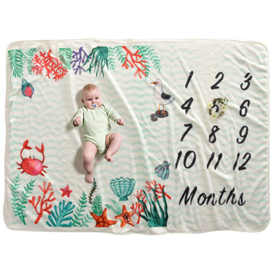 

Baby Monthly Milestone Blanket For Girl Boy Newborn Photo Prop Floral Frame Background Super Soft Flannel Baby Swaddle 40"×60