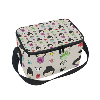 

ALAZA Insulated Lunch Box Japanese Girls And Animals Lunch Bag for Men Women Portable Tote Bag Cooler Bag
