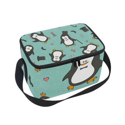 

ALAZA Insulated Lunch Box Happy Penguin Lunch Bag for Men Women Portable Tote Bag Cooler Bag