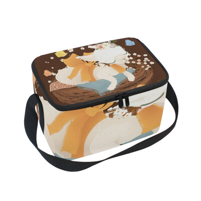 

ALAZA Lunch Box Insulated Lunch Bag Large Cooler Cute White Baby Llama Alpaca Sleeping Tote Bag