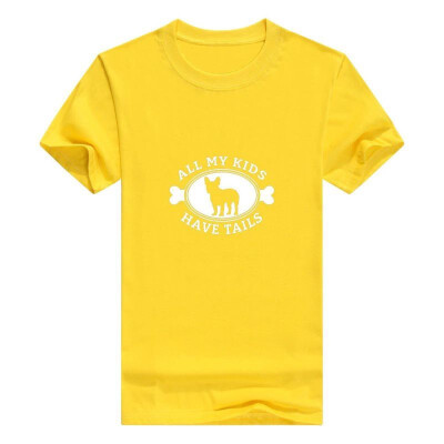 

French Bulldog Gift All My Kids Have Tails Frenchie Premium Mans t-ShirtLargeYellow