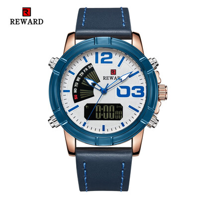 

REWARD 63092 Male Quartz Digital Movt Watch Leather Strap Sports Wristwatch